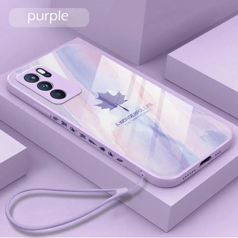 

Watercolor Leaf Glass Suitable For iPhone13Pro Max Mobile Phone Case accessories Soft Edge iPhone 12 Protective Case 11