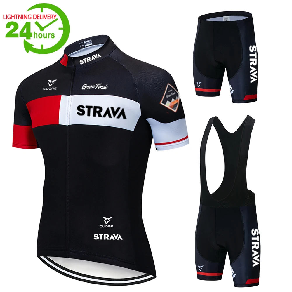 

New 2021 STRAVA Cycling Jersey Set Breathable Bicycle Clothing Riding Bike Clothes Short Sleeve Sports Cycling Set Ropa Ciclismo