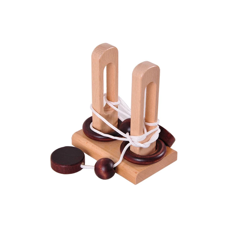 

Kids Wooden Toys 3D Puzzle Toy Intelligent Loop Puzzle Kong Ming Lock Stringing Unlock Rope Gifts Educational Toy