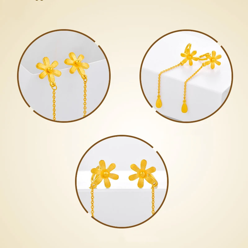 Серьги SFE из чистого золота 24 карата серьги настоящего 999 пробы с красивыми