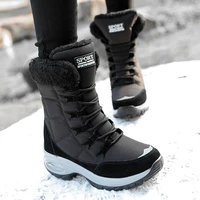 women waterproof fleece warm snow boots big size high cut fashion outdoor hiking boots anti skid sport causal walking shoes