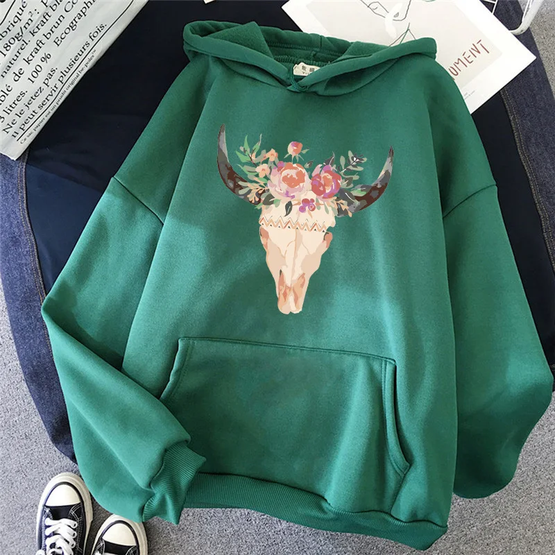 

New Women's Hoodie Cartoon Animal Deer Print Hoodie Street Fashion Sweatshirt Hip Hop Ladies Sweater Pullover Women Clothes Tops