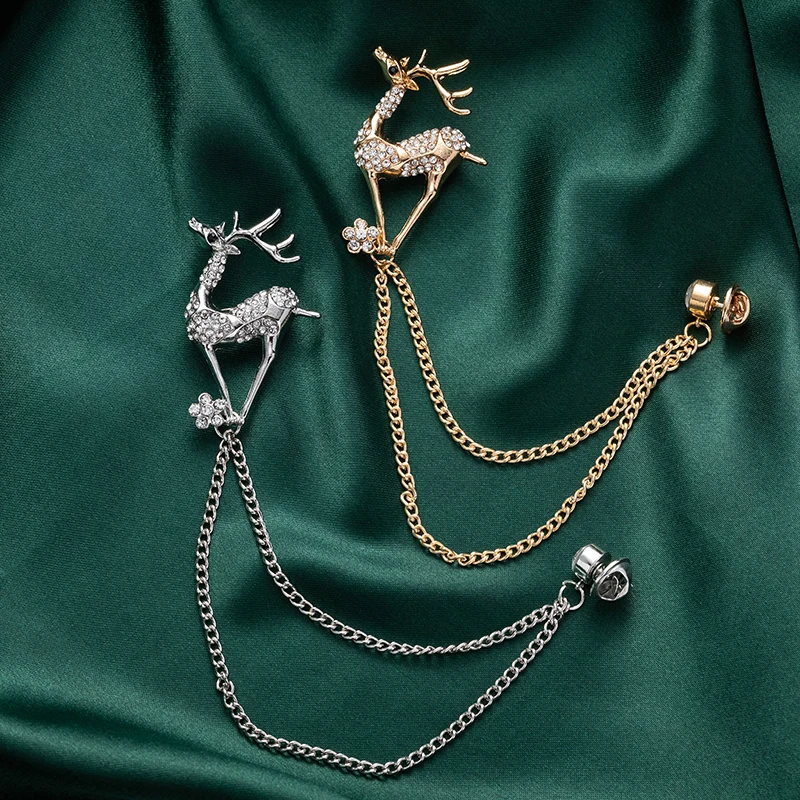 

Crystal Vintage Fawn Brooches for Women High Grade Fashion Animal Brooch Pins Coat Accessories Wedding Party Jewelry Gifts