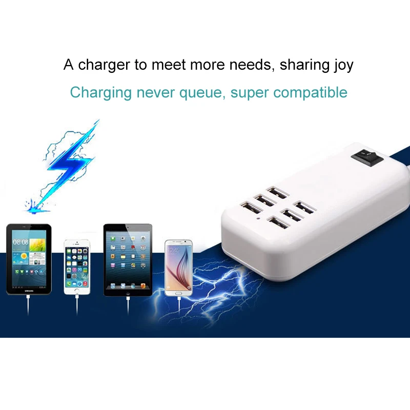 Powstro, 6 usb портов, зарядное устройство для телефона, концентратор, 25 Вт, 5A, настольный, EU/US, штепсельная розетка, зарядка, удлинитель, адаптер питания для iPhone