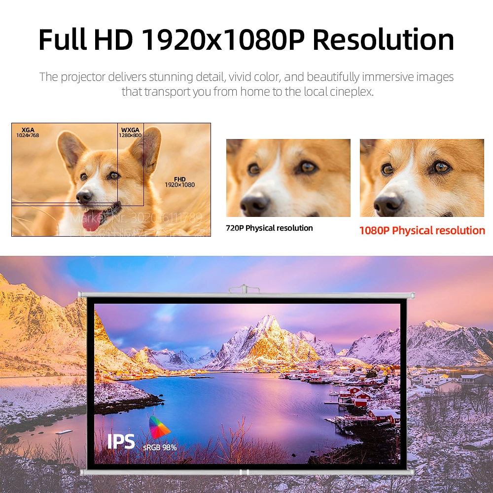 Видеопроектор AKEY7 MAX AUN LED Full HD 1080P 7500 лм 4K|Проекторы для домашнего кинотеатра| |