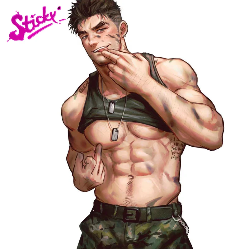 Sticky Sexy Soldier Muscular Man Gay Anime Car Sticker Decal Decor  Motorcycle Off-road Trunk Guitar Laptop Pvc - Car Stickers - AliExpress
