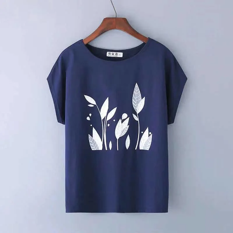 

Loose Tshirt Summer Tops Short Sleeve Women's Tees 2021 New Female Cotton Plus Size Printing M 3XL