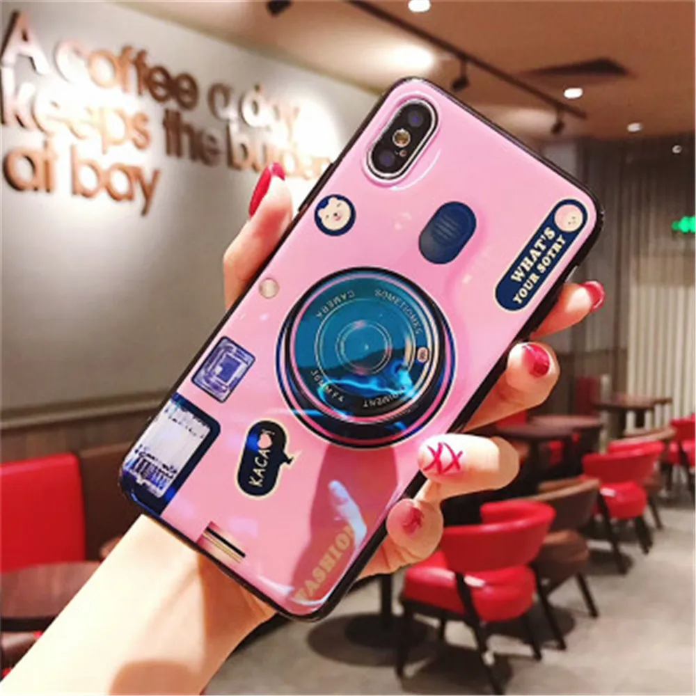 For iPhone X 8 7 Plus Case 3D Camera Blue Ray Phone Cover XR XS Max 6 6S Samsung Galaxy S8 S9 Note 9 |