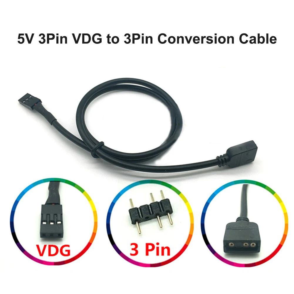 

30cm/50cm RGB 5V 3Pin VDG to Normal 3 Pin Conversion Line Motherboard SYNC Header Adapter Cable Computer Fan Connector Cord Wire