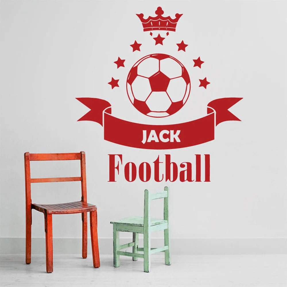 Виниловая наклейка с именем футбольного мяча на заказ стену для мальчиков