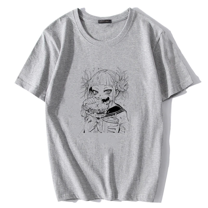 Japanese Comic Cartoon Toga Himiko Print T Shirt Men My Hero Academia Tops Harajuku Boku no Men's t-shirt S5MC118 | Мужская одежда