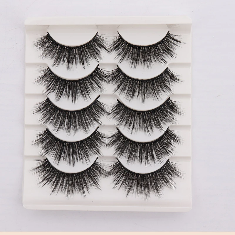 

Handmade Natural 5 Pairs 3D Faux Mink Hair Soft False Eyelashes Extension Fluffy Wispy Thick Lashes Eye Makeup Tools