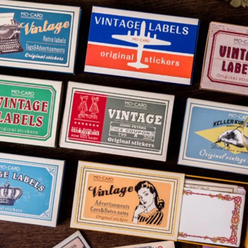 

60pcs/set Stationery Stickers Retro Stamp Sticker Pack Diy Diary Self-adhesive Decorative Stickers Matchbox Sticker