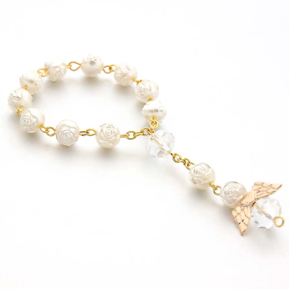 Ангел подарки на крещение единый цвета слоновой кости сувениры recuerditos para bautizo finger rosaries крестины сувениры Причастие