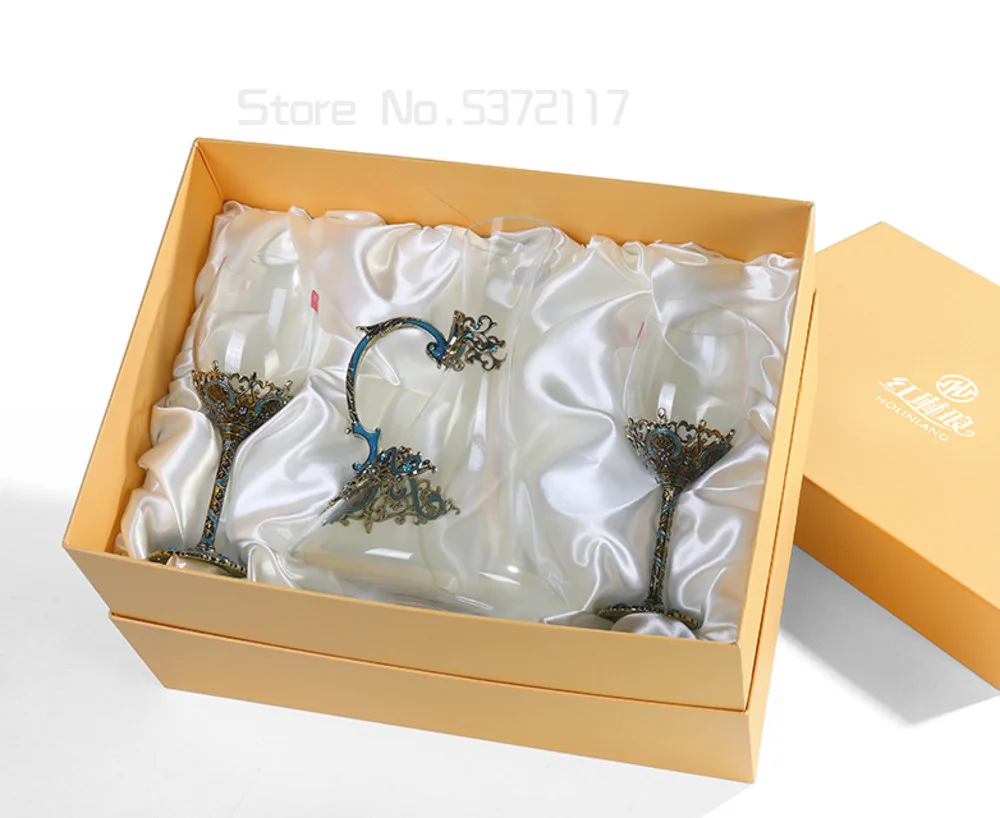 

1pc 350ml High-end wine glass crystal glass Wine set small Luxury retro Tall glass