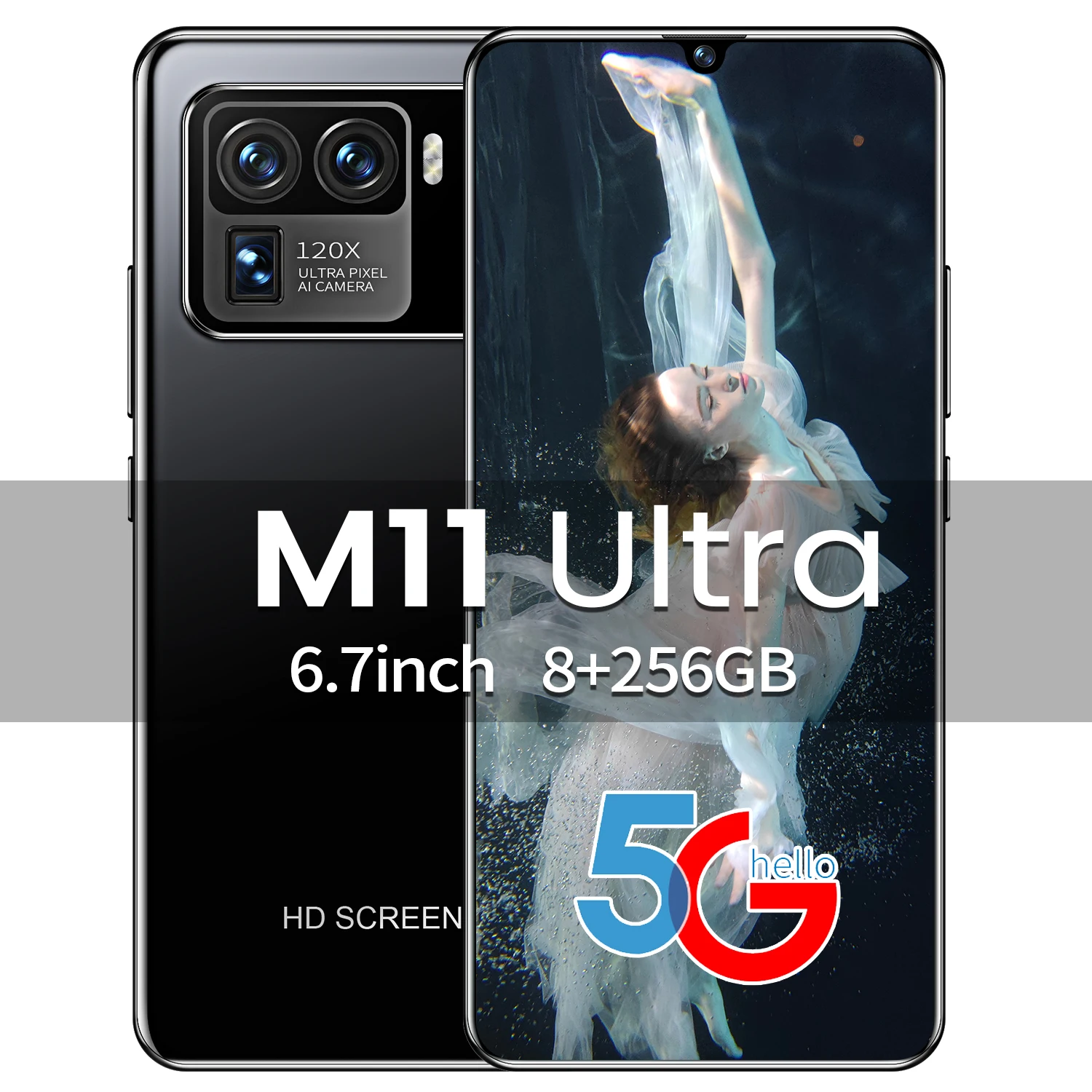 

M11 Ultra Pro 6.7 Inch 12GB+512GB 6800mAh 16+32MP Andriod 10.0 Smart Phone MTK6889 Fingerprint Face ID 4G 5G Cell Phone