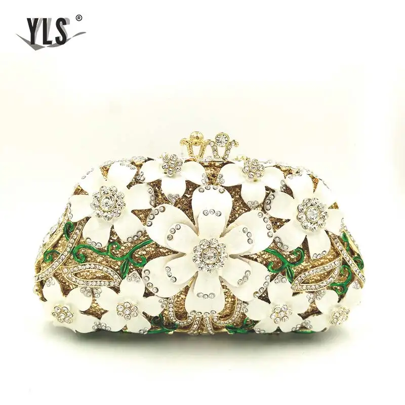 YLS, женские роскошные стразы, клатч, кошелек, модный цветок, кристалл, вечерние сумки, для коктейля, свадьбы, вечеринки, сумочка для выпускного вечера