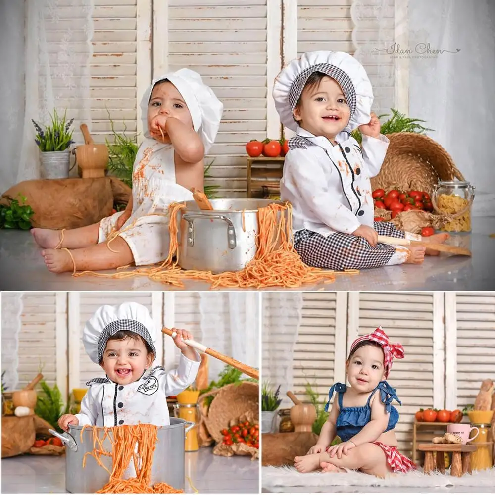 Новорожденный кухня Фотофон деревянная дверь &quotnon English Language душа ребенка Дети