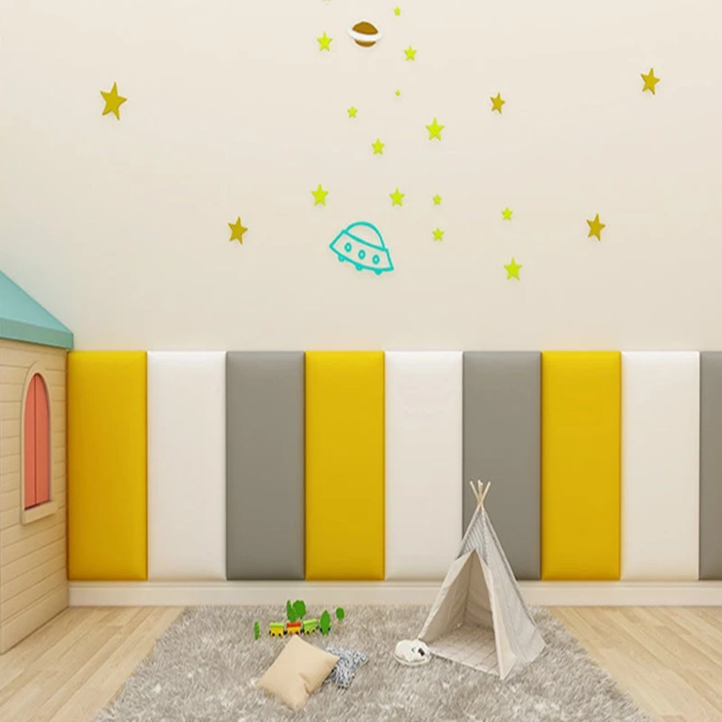 

Kindergarten Anti-Collision Soft Pack Wall Sticker Front Panels Tatami Bedroom Decor Aesthetic Self-Adhesive Bed Headboards