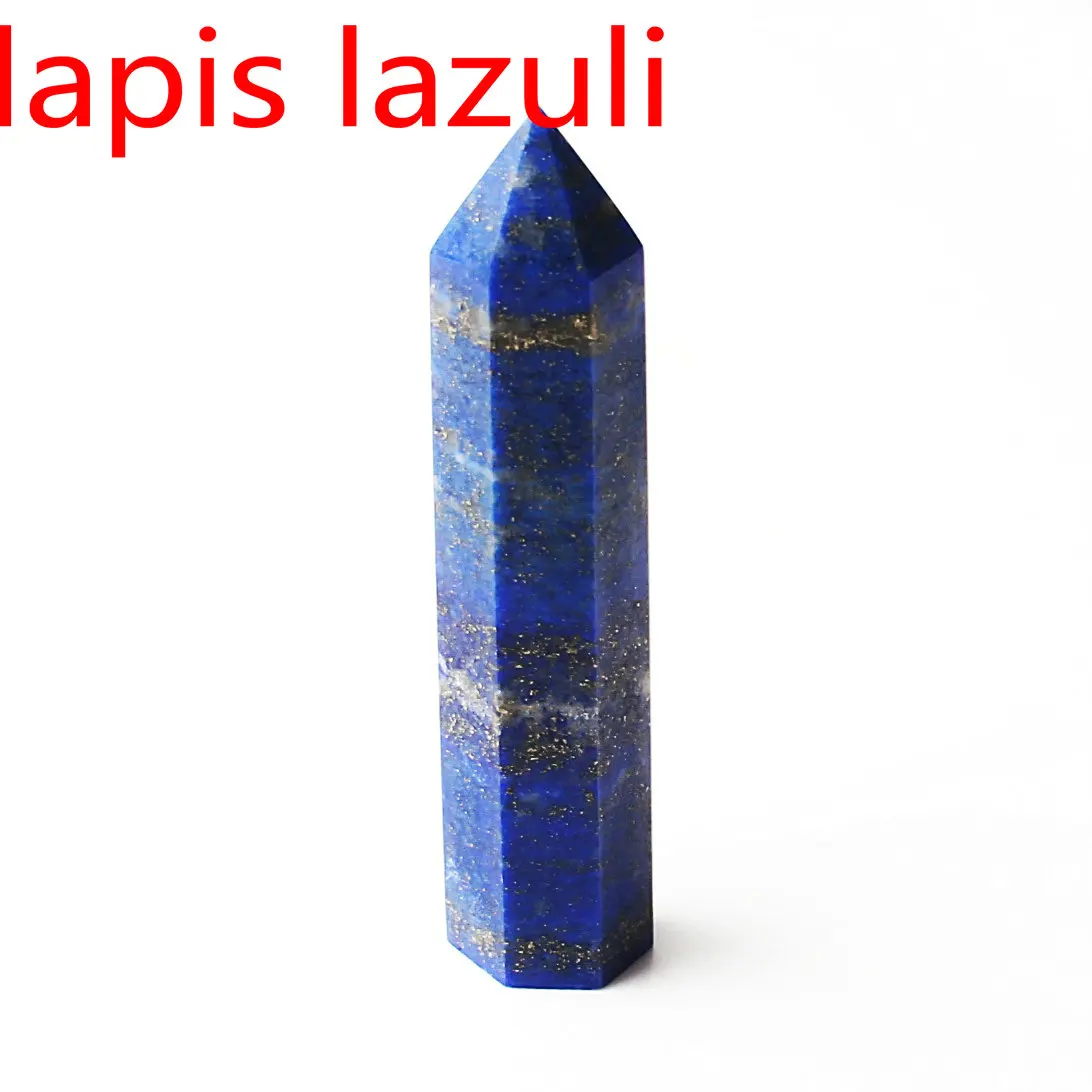 lapis lazuli Кристалл обелиск точка палочка ювелирные изделия Красочные Флюорит розовый кварц исцеление чакры в рейки декоративная статуэтка Фигурное ожерелье подарок - Цвет: lapis lazuli