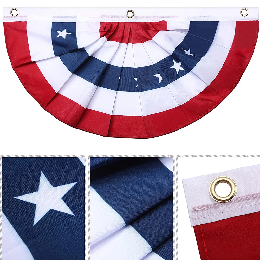 

National Flag For American Independence Day Home Decor pleated Fan bunting half flags 90 x 180cm For Window Doors Garden Fence