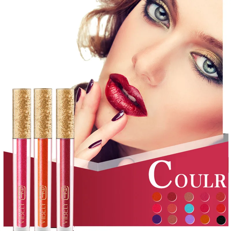 

15 Colors Shimmer Glitter Lip Gloss Liquid Lipstick Waterproof Diamond Pearl Colour Sexy Long Lasting Waterproof Lipstick Makeup