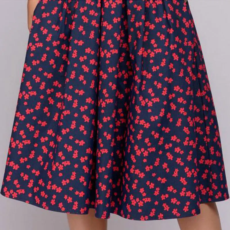 Новинка женское осеннее платье цветочное с 3/4 рукавами круглый вырез винтажное