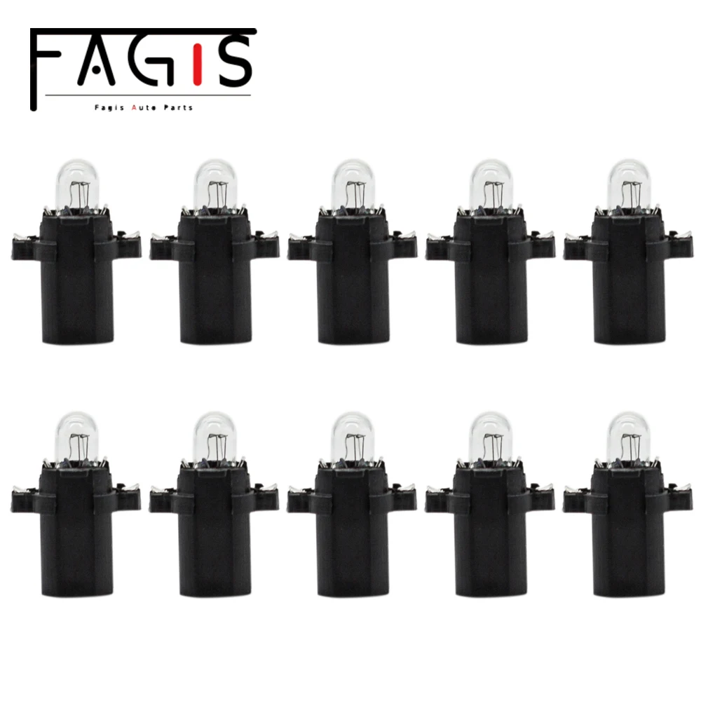 Fagis 10 Pcs B8.3D B8.3 12V 1.2W 24V Halogen Bulb Car Panel Gauge Speed Dash Lamp Auto Dashboard Instrument Cluster Lights - купить по