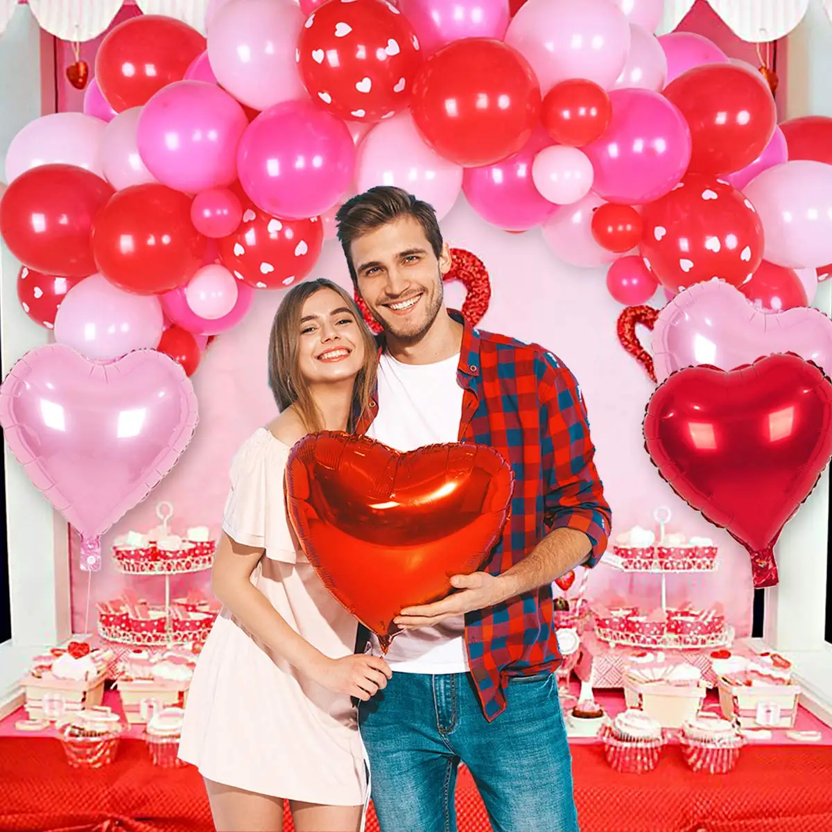 Вещь ко Дню Святого Валентина красный розовый белый воздушный шар гирлянда