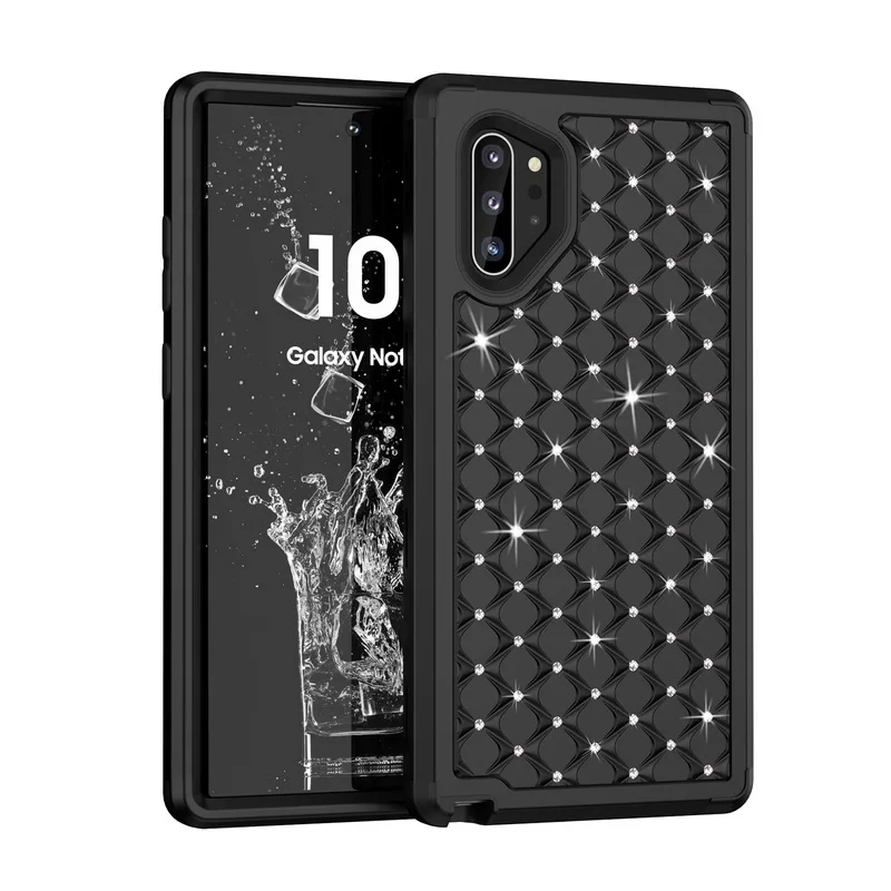 Роскошный Блестящий Алмазный чехол для телефона samsung Galaxy Note 10 Plus S10 S9 Plus Броня гибридная 3 в 1 противоударный жесткий чехол