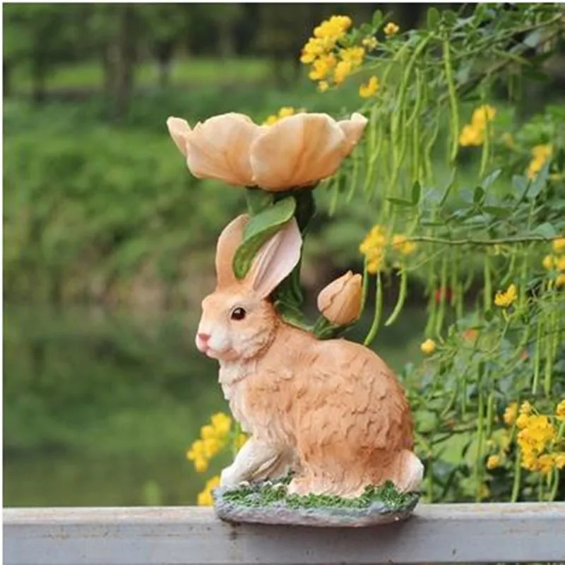 

European-style simulation resin cute rabbit statue artwork, creative animal sculpture garden decoration crafts