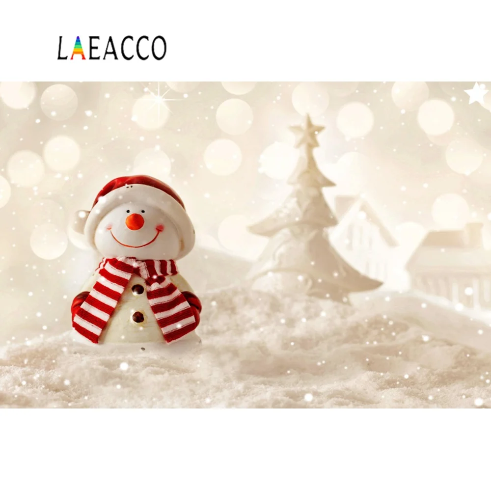 Laeacco фоновая фотография Рождество дерево плюшевый медведь дерево горошек Снежинка ребенок портрет фото фон фотосессия Фотостудия