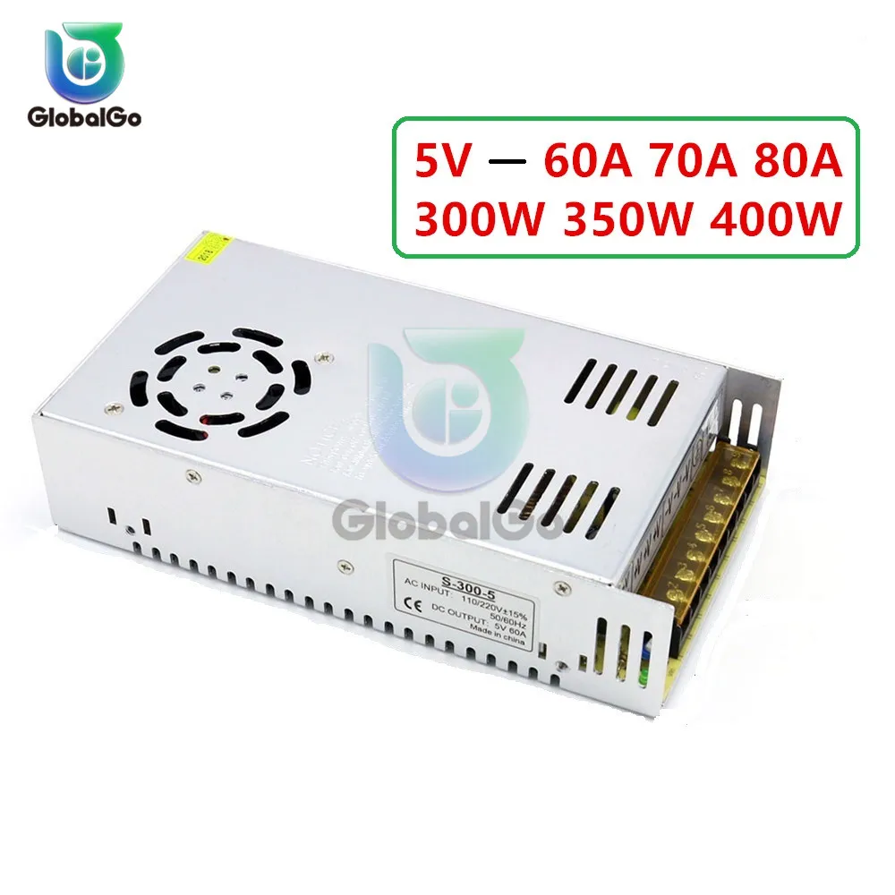 

Импульсный источник питания DC 5V 60A 70A 80A 300w 350w 400w Световой трансформатор для переключения светодиодной ленты драйвер адаптера питания