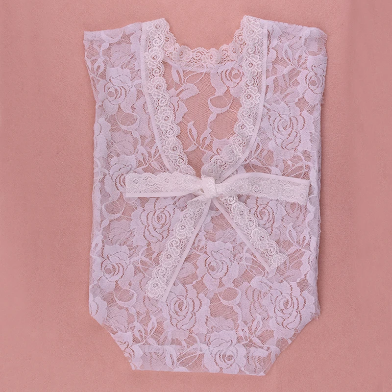 Детский кружевной комбинезон шапочка для новорожденного с открытой спиной