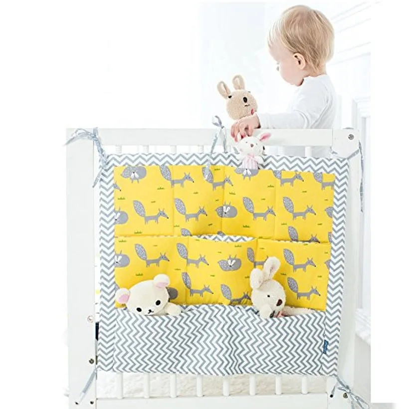 

Baby Cot Bed Hanging Baby Bed Hanging Storage Bag Cotton Crib Organizer 50x60cm Toy Diaper Pocket Crib Bedding Set