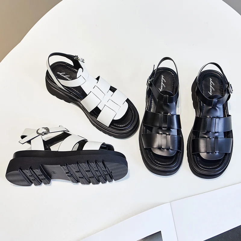 

2021 Summer New Roman Sandals Ladies Flat Sandals Holiday Sandals Comfortable Thick-soled Ladies Sandals