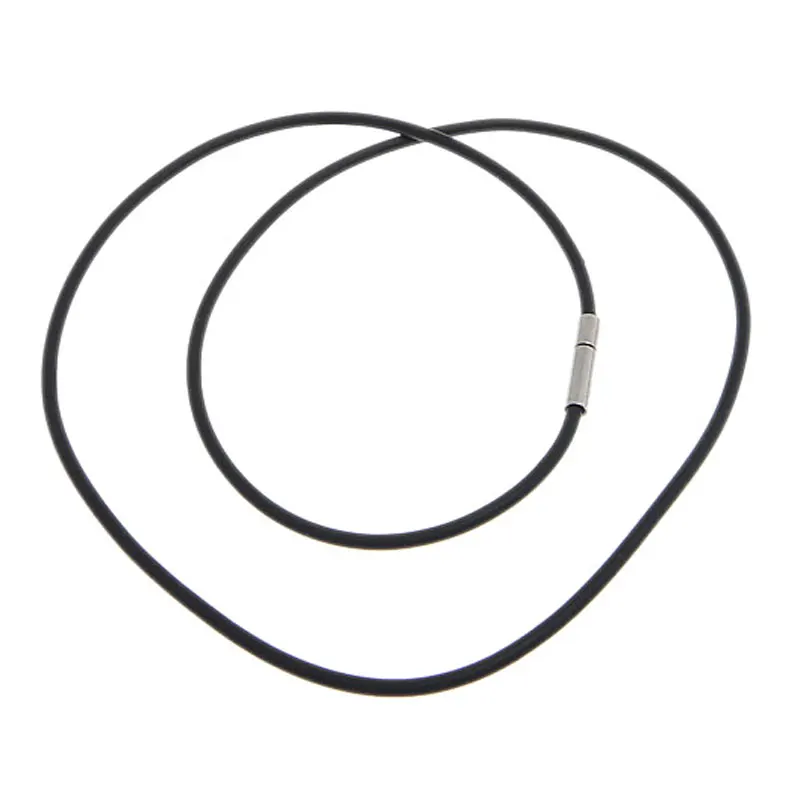 Простой черный резиновый шнурок для ожерелий 1 шт. 18 дюймов 2 мм|long necklace|jewelry