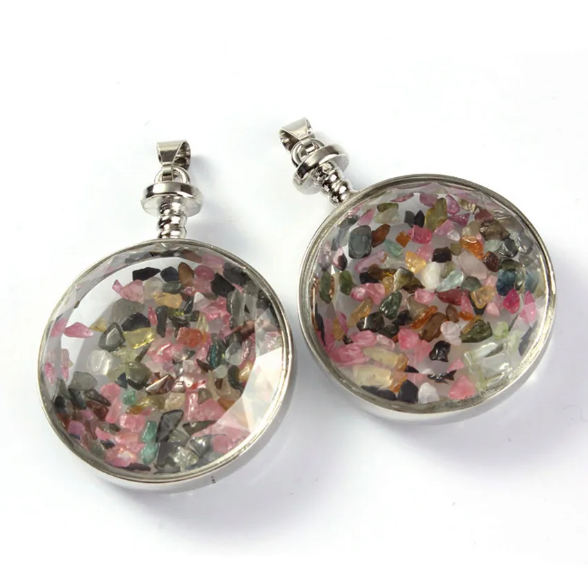 Крафт-бусины Посеребренные Круглые Искусственные камни подвеска из турмалина