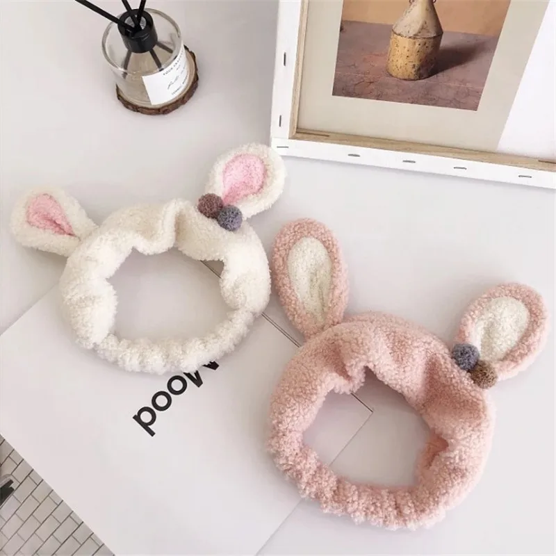 Повязка на голову Женская осенне-зимняя шерстяная эластичная с кроличьими