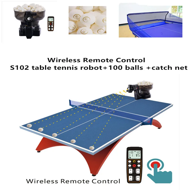 

Робот для настольного тенниса, подарок для ребенка, развлечения, фитнеса, S102, тренажер для настольного тенниса с сеткой, мячи для пинг-понга, спортивные аксессуары