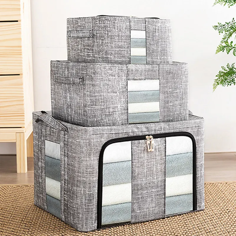 

Fabric Nonwoven Storage Box Folding Wardrobe Steel Storage Box Clothes Quilt Finishing Cabernet Box Storage Bag