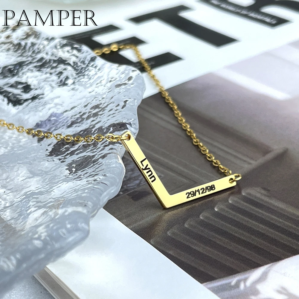 

PAMPER New popular geometric shape marking name exclusive necklace trend fashion single item personality pendant jewelry