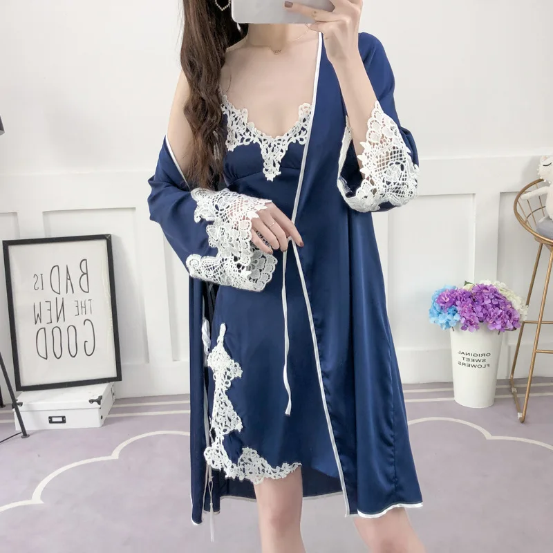 Кружевной Халат и платье подружки невесты кимоно Женские топы блузки банный