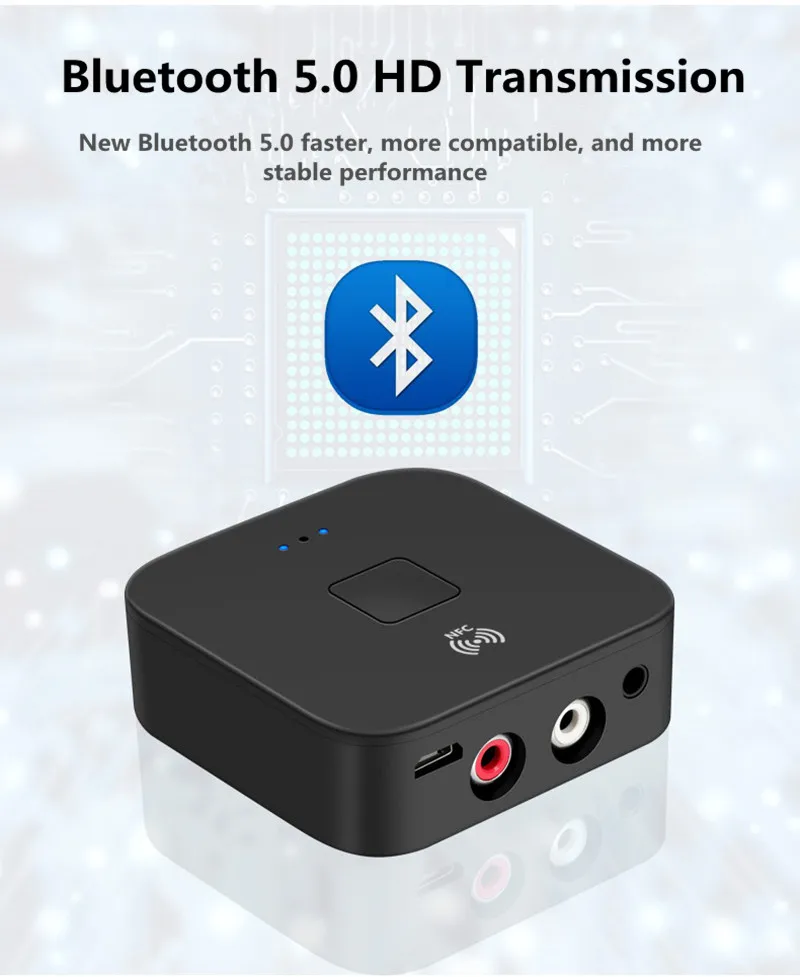 HIFI NFC Беспроводной Bluetooth 5,0 приемник адаптер 3,5 мм AUX RCA разъем микрофон Громкая связь вызов Bluetooth автомобильный аудио приемник