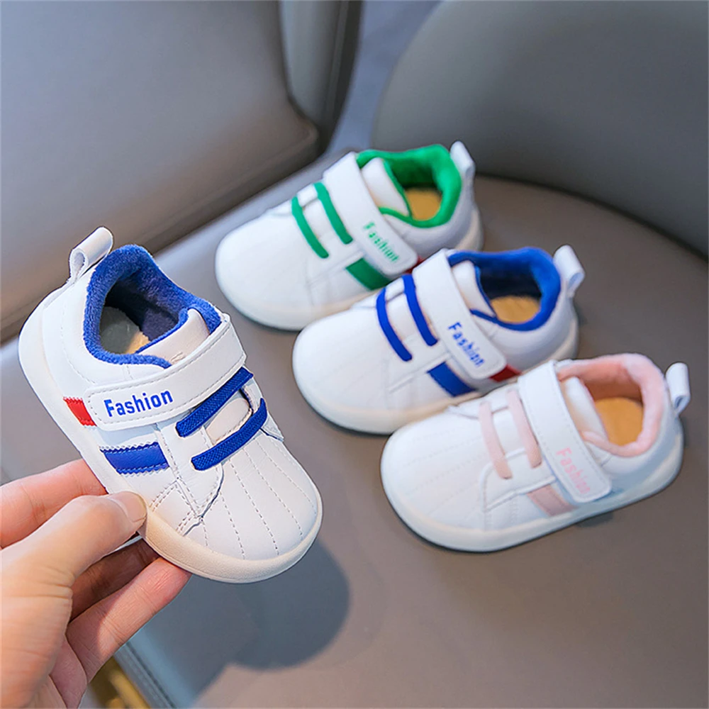 

Winter 1-3 Years Old Plush Baby Shoes Warm Soft Soled Walking Shoes Boys and Girls Velcro Tennis Sneakers Children Kids Casual