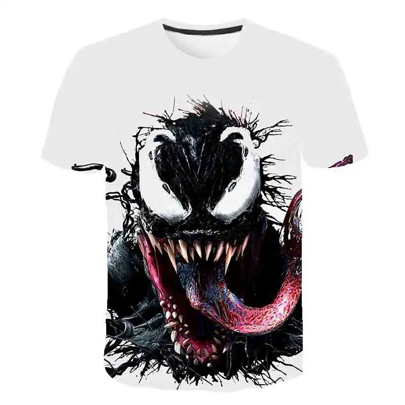 

2021New Kids Cool Anime Originality Comic Print T-shirt Boys Girls Venom Superhero 3D Shorts Sleeve young Children Fashion Top