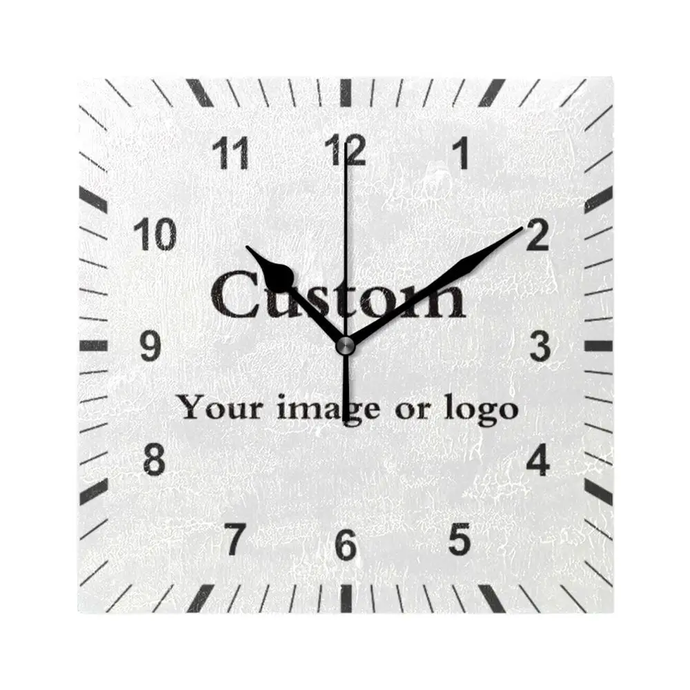 

Custom Your Own Square Wall Clock Quiet Battery Operated Wall Watch Silent Non Ticking High Quality Tailor-made Home Decor Clock