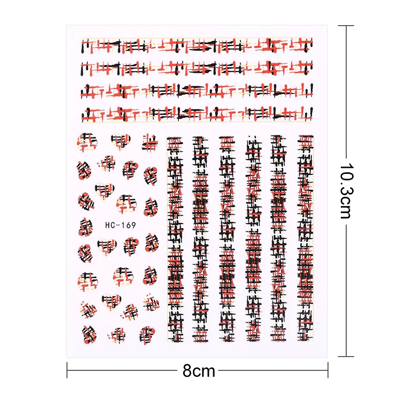 1 Sheet 3D Nail Stickers Self-adhesive Stripe Shape Flowers Element Mixed Patterns Transfer Decals Nail Decoration for Nail Art