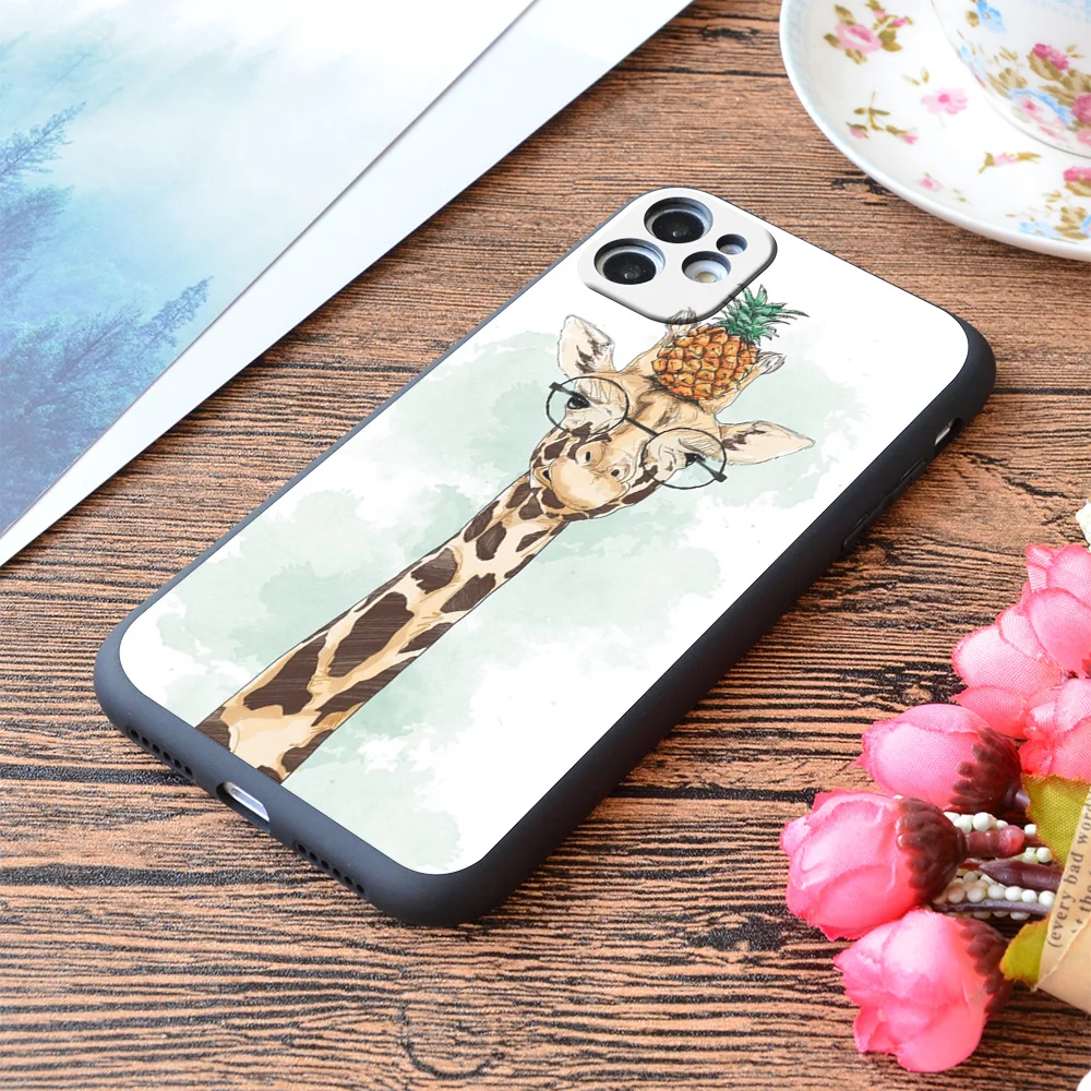 

For iPhone Pineapple Giraffe Print Soft Matt Apple iPhone Case