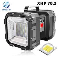 rechargeable super bright led searchlight double head led flashlight spotlight with xhp 70 2 lamp bead waterproof camping light
